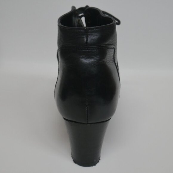Robert Clergerie Black Butter Leather Lace-Up Ankle Boots Almond Toe France - Picture 5 of 16
